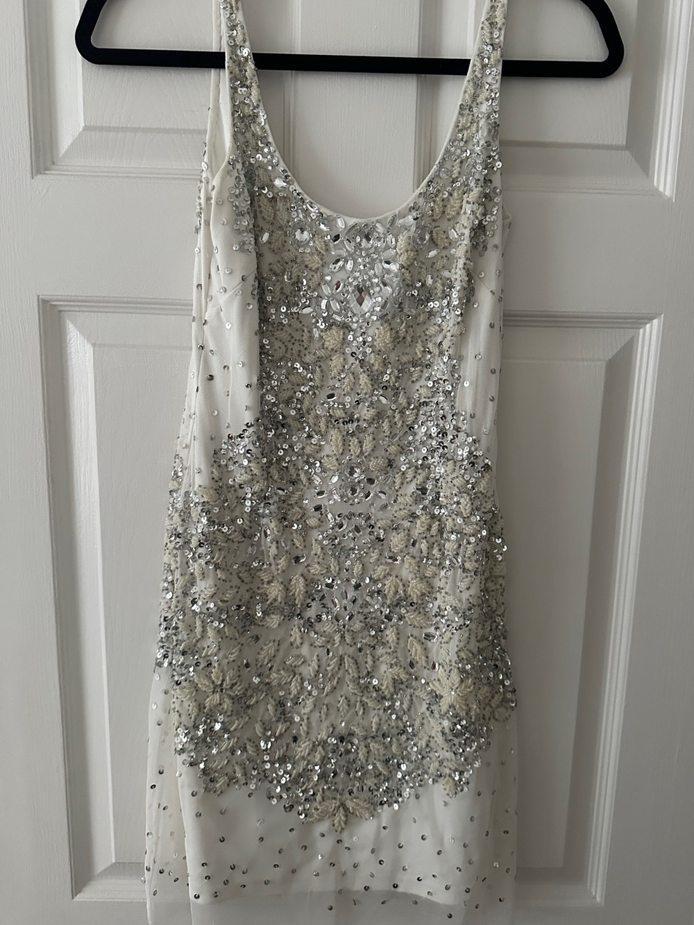 Adrianna Papell Ivory Beaded Neckline Cocktail Dress